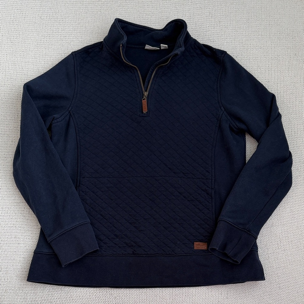 LL Bean Cotton Quarter Zip Sweater Sweatshirt Navy Size Large